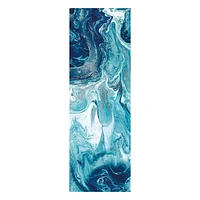 Abstract Marbled Teal & Cobalt Blue Canvas Wall Art, 12x36