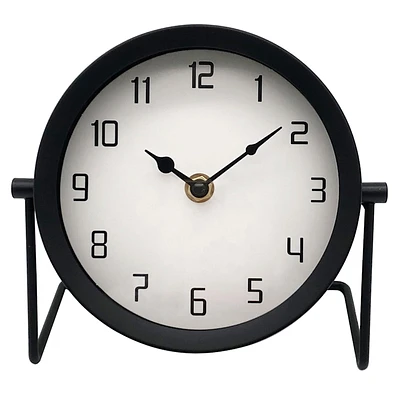 Black Metal Tabletop Clock, 6.5"