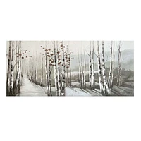 Misty Morning Birch Forest Enhanced Canvas Wall Art, 72x32