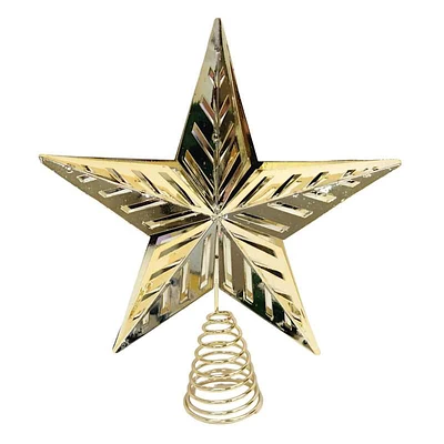 Gold Metal Star Tree Topper, 12"