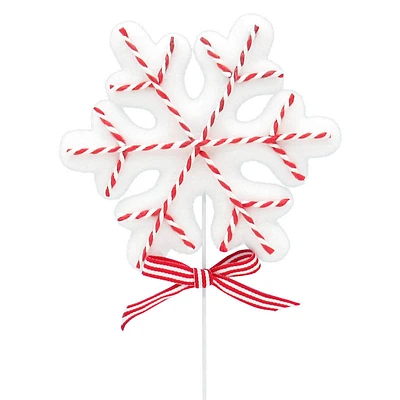 Red & White Snowflake Pick, 11"