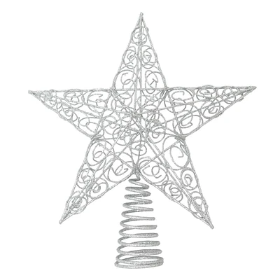 Silver Glittered Star Tree Topper