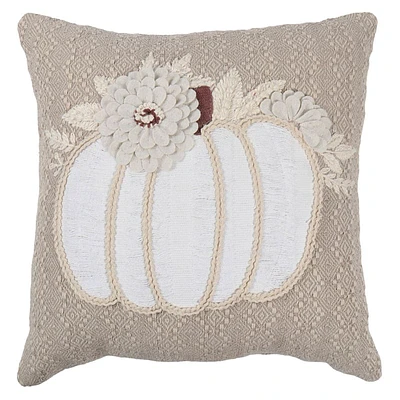 Embroidered Pumpkin Throw Pillow, 18"