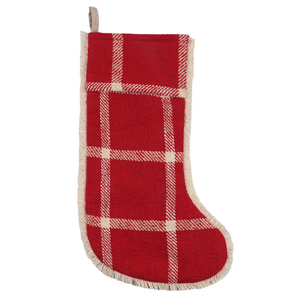 20In Plaid Stocking With Fringe