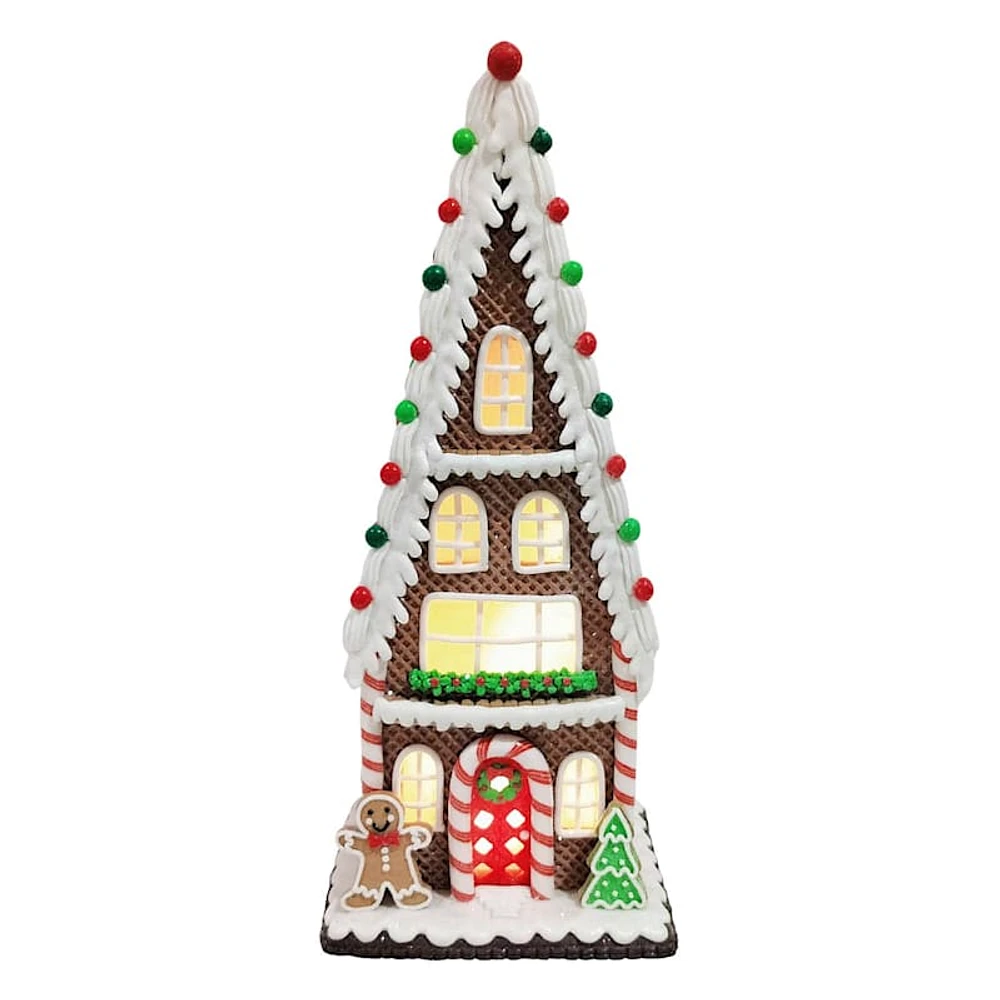 4-Story Iced LED Claydough Gingerbread House, 20"