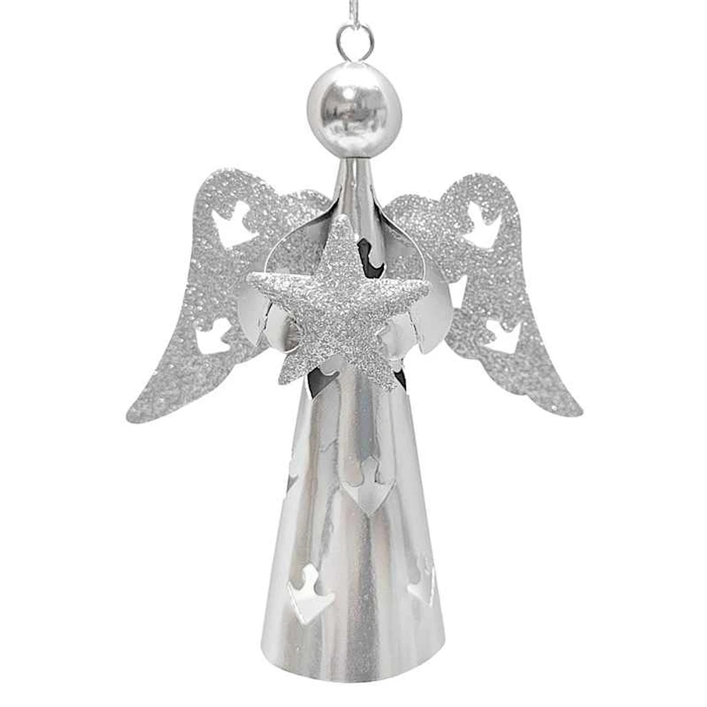 Silver Metal Angel Ornament, 4.6"