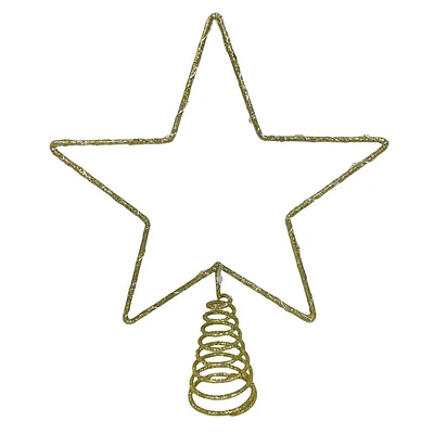 Pre-Lit Gold Metal Star Tree Topper, 10"