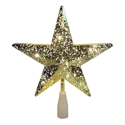 Pre-Lit Gold Mercury Star Tree Topper, 10"