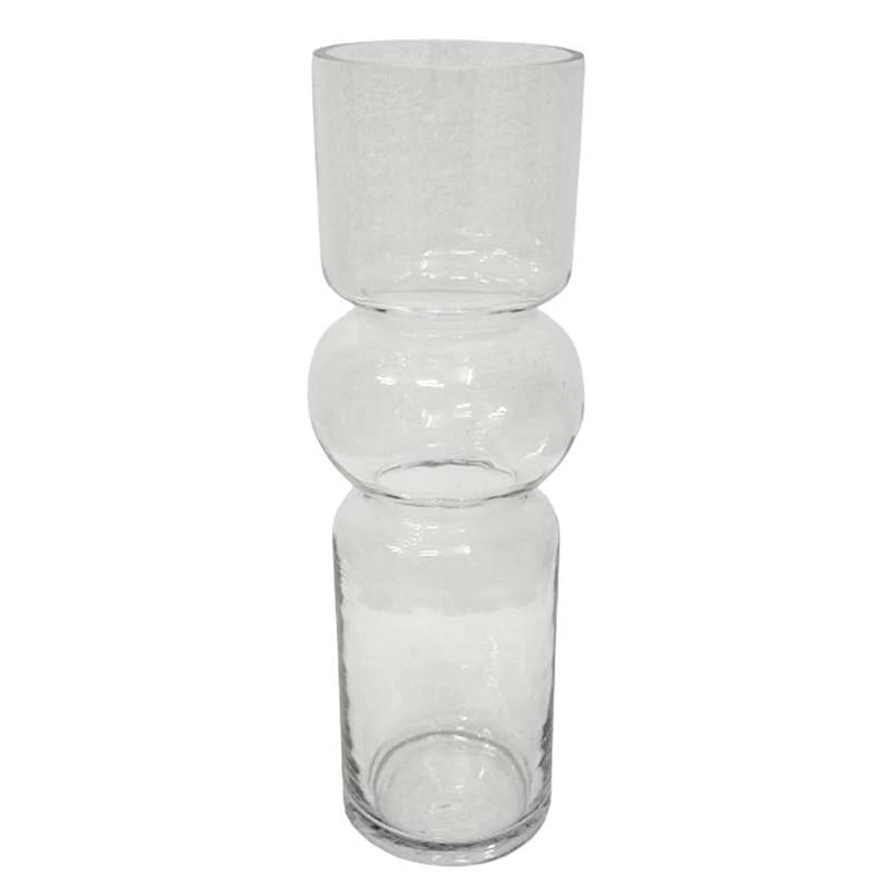 Cylindrical Mid Bubble Glass Vase, 11"