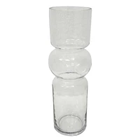 Cylindrical Mid Bubble Glass Vase, 11"