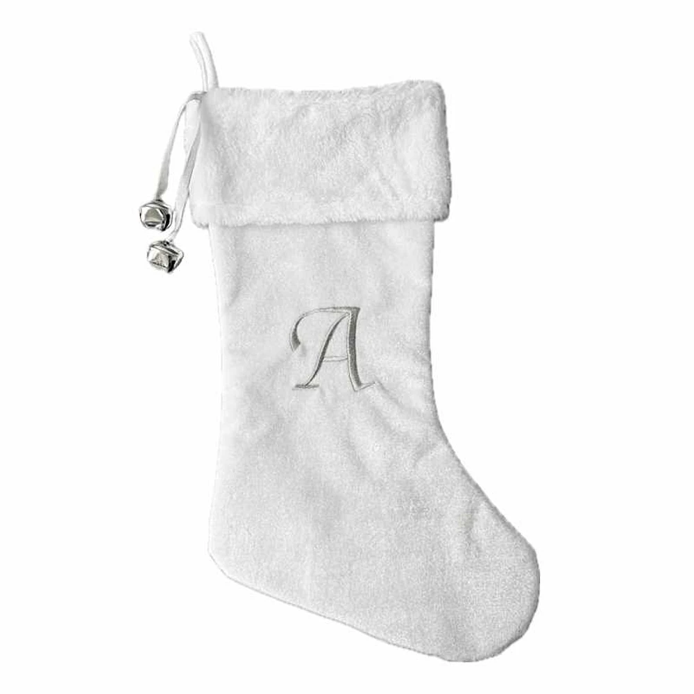 20In White Velvet Monogram A Stocking