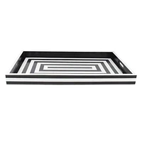 Black & White Striped Rectangle Tray