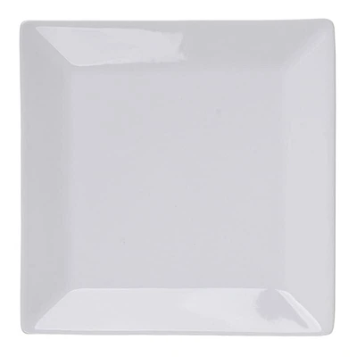 Set of 6 Super White Hard Square Porcelain Salad Plate, 7.5"