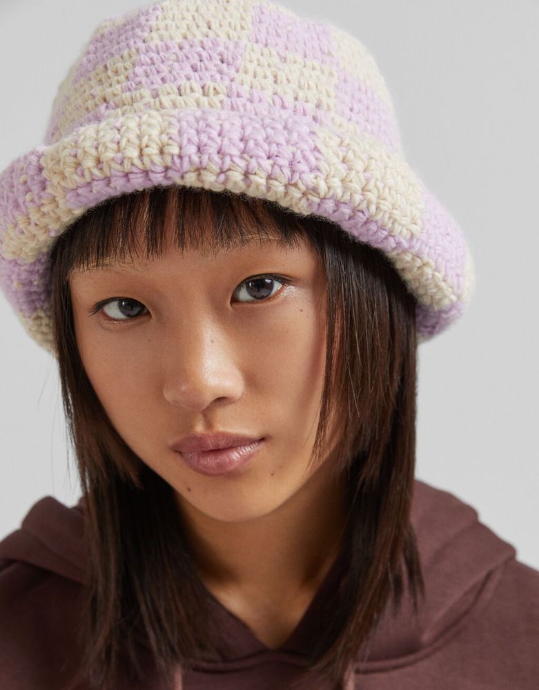 Chapeau bob crochet damier