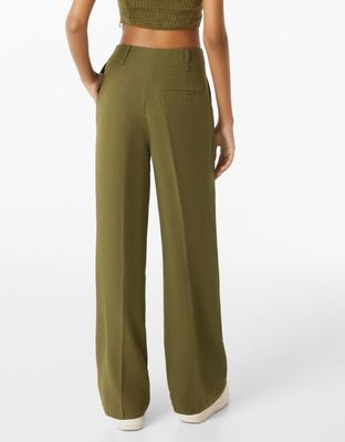 Pantalon wide leg tissu rustique