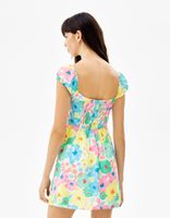Mini-robe lin imprimé fleurs