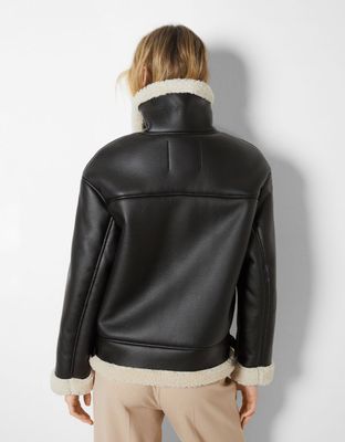 Blouson long double face similicuir