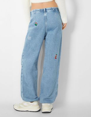 Jean parachute broderies