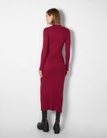 Robe midi col montant bord-côte