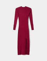 Robe midi col montant bord-côte