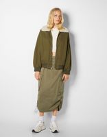 Blouson bomber aviateur col fausse fourrure