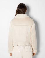 Blouson biker cropped double face suédine