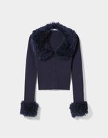 Gilet poignets et col fausse fourrure