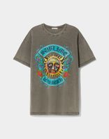 T-shirt manches courtes effet délavé imprimé Sublime