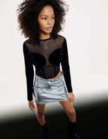 Top manches longues velours mesh