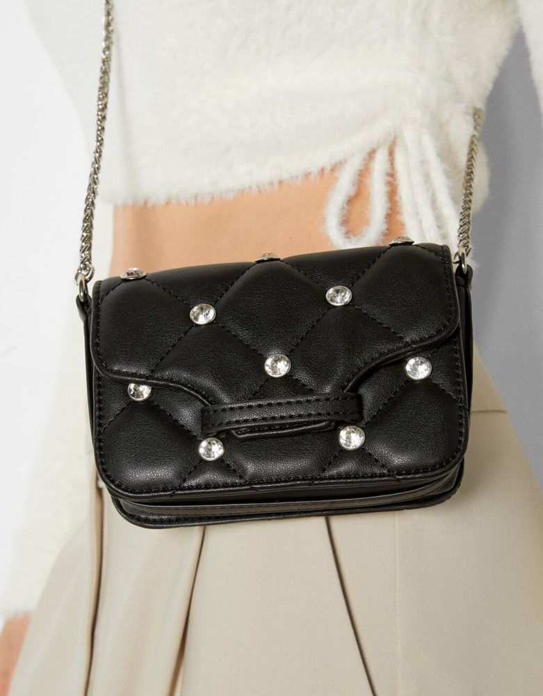 Mini sac matelassé similicuir anse chaîne strass