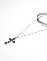 Lot 2 collier ras du cou effet dentelle chaîne croix