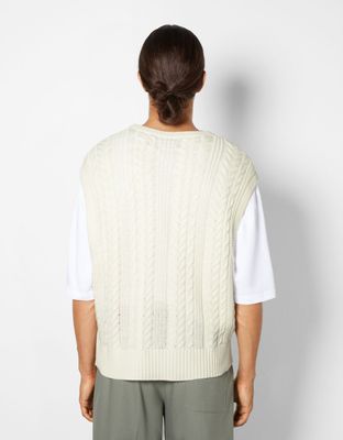 Gilet court sans manches maille tressée