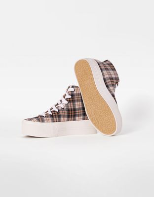 Baskets montantes plateforme carreaux
