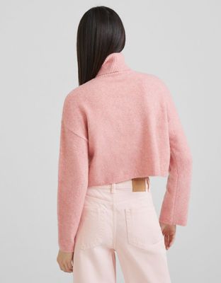 Pull cropped col roulé