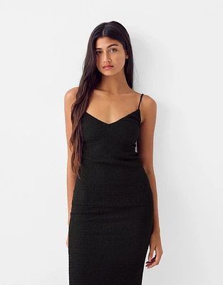 Vestido midi com alças rústico