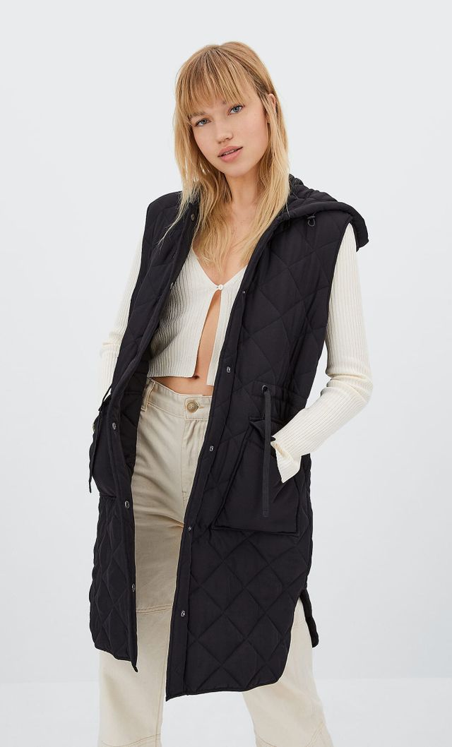 gilet long stradivarius