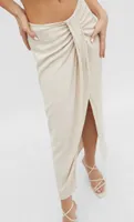 Falda larga rústica pliegue con lino