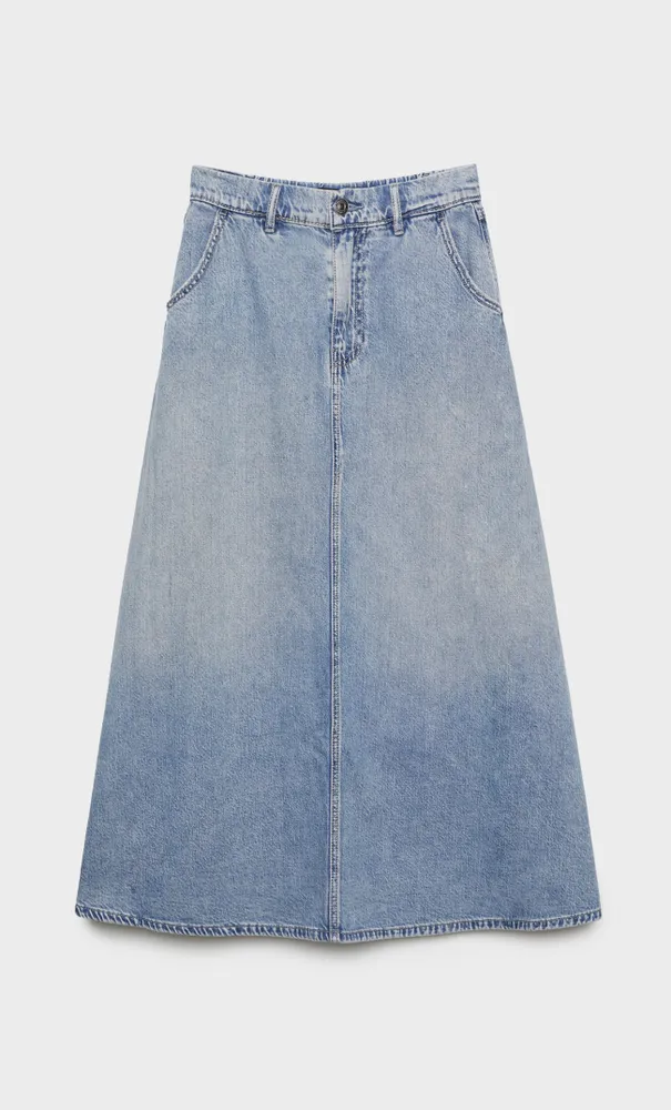 Falda capa denim fluida