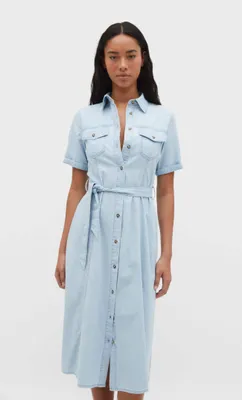 Vestido midi camisero denim