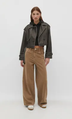 Trench crop efecto piel lavada