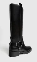 Botas planas biker hebillas negras