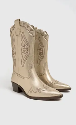 Botas cowboy tacón doradas