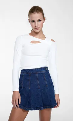 Jupe-short en jean plissée