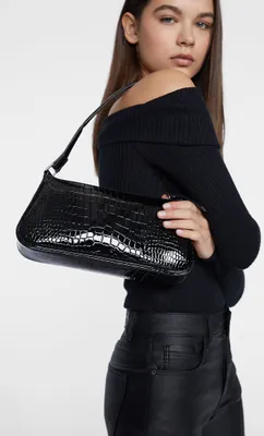 Sac à bandoulière croco fermeture Éclair