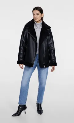 Blouson motard double face en similicuir
