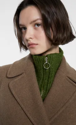 Manteau en laine mélangée ceinture