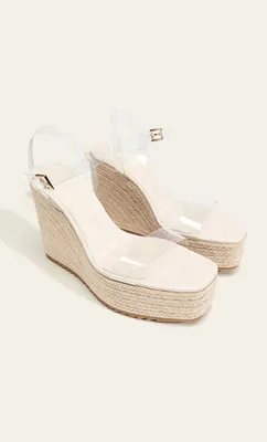 Chaussures compensées en jute avec brides vinyle