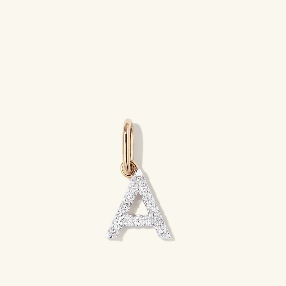 Diamond Letter A Pendant Necklace in 14k Yellow Gold