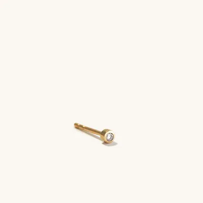 Single Tiny Diamond Stud in 14k solid yellow gold