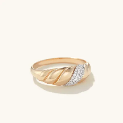 Pavé Diamond Croissant Dôme Ring